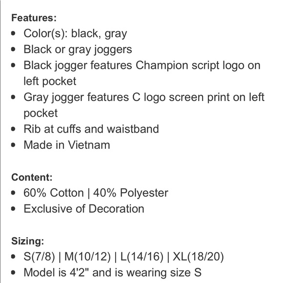 Champion Youth Jogger, Gray, size: M (10-12) - Picture 5 of 6